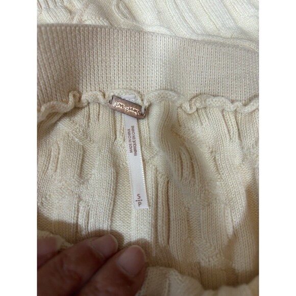 Free People Ivory Cable Knit Mini Skirt Small Preowned Winter Skirt - Picture 4 of 7
